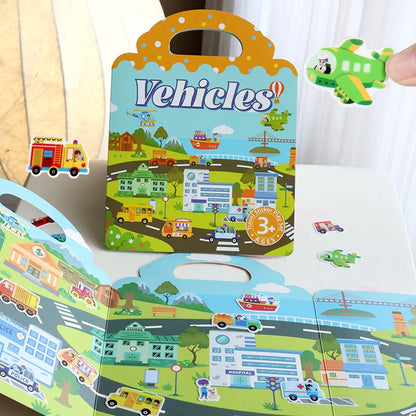 1 Book Jelly Sticker Book Quiet Book DIY Fun for Children's Scene Stickers Repeatedly Paste Puzzle Sticker Book Beauty World Shop