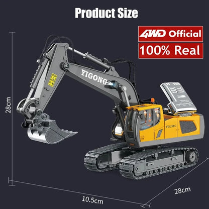 4WD Remote Control Excavator 4x4 Alloy Dump Truck Bulldozer Radio Model RC Car Construction Vehicle Toy Children Kids Gifts Beauty World Shop