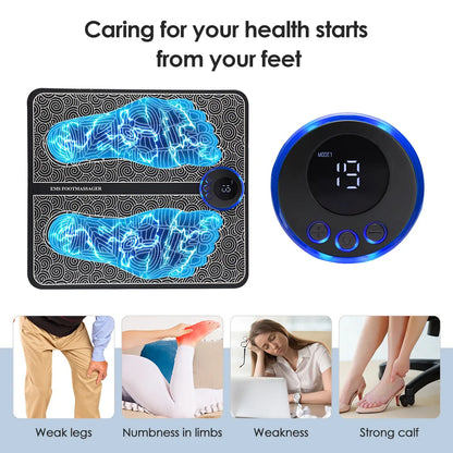 EMS Foot Massager Pad Relief Pain Relax Feet Acupoints Massage Electric Muscle Stimulation Improve Blood Circulation Relax Feet Beauty World Shop