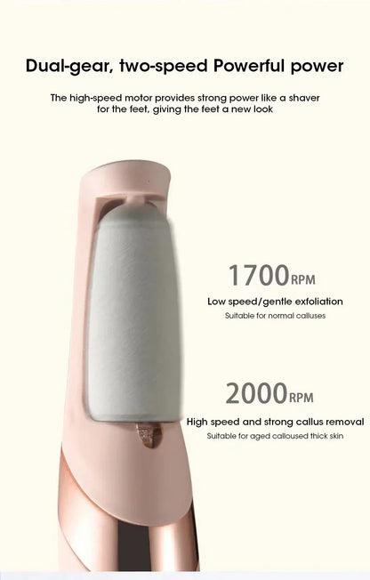 NEW USB Electric Dead Skin Pedicure Automatic Foot Grinder Rechargeable Roller Feet Pedicure Tool with 2 Removable Roller Heads Beauty World Shop
