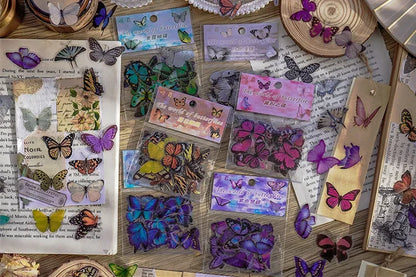 Journamm 40pcs/pack Butterfly Series Stickers Art Collage Junk Journal DIY Scrapbooking PET Waterproof Craft Aesthetics Stickers Beauty World Shop