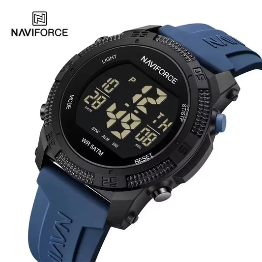 NAVIFORCE 7104 Sports Men's LCD Digital Leisure Date Week Alarm Clock Waterproof Silicone Strap Electronic Watch électronique Beauty World Shop