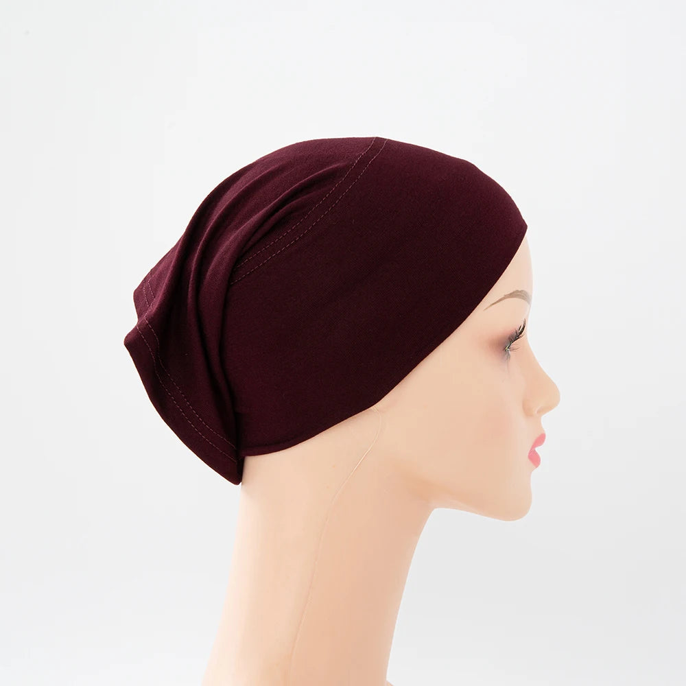 56colors Fashion Women Inner Hijab Tube Muslim Cap Bonnet Plain Islamic Underscarf Bamboo Jersey Undercaps Beauty World Shop