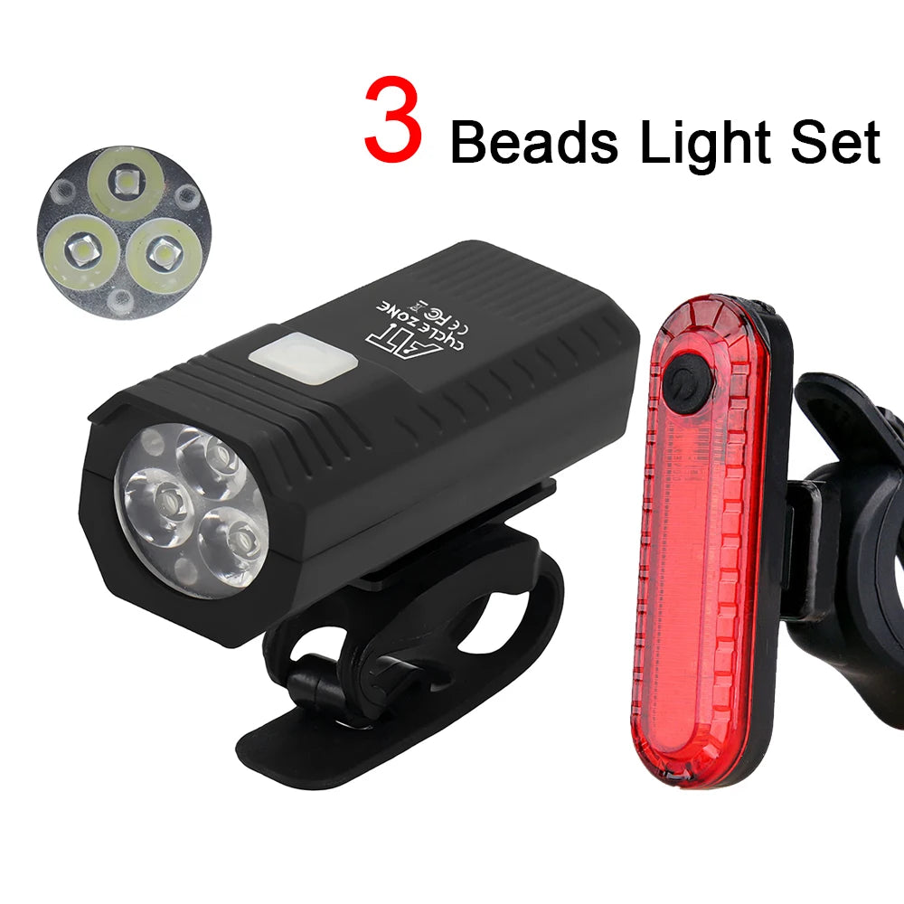 USB Rechargeable Bike Light Front Light Red Taillight Easy to Install 3 Modes Bicycle Accessories for the Bicycle Beauty World Shop