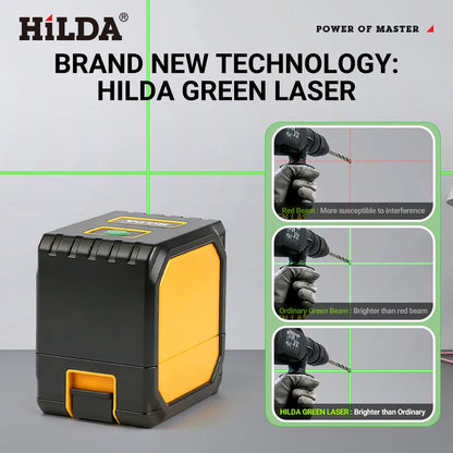 HILDA 2-Line Green Laser Level Self-Leveling Cross Line, Mini Size USB Charging Convenient to Carry High Visibility Beams Beauty World Shop