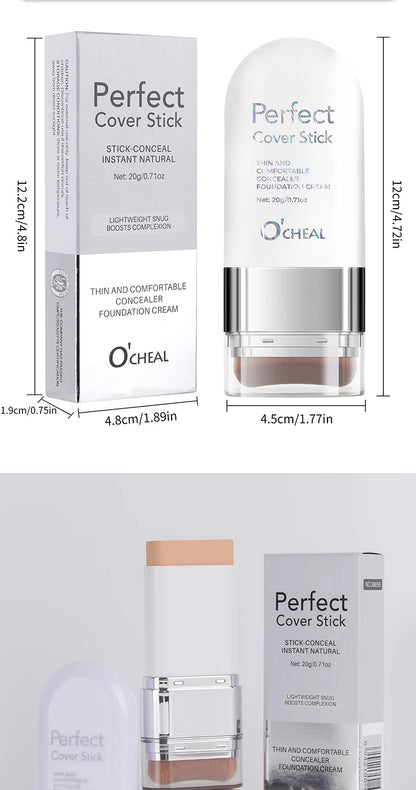 O'CHEAL Perfect Cover Stick Thin And Comfortable Concealer Foundation Cream Stick Instant Natural Waterproof Long-lasting Makeup Beauty World Shop