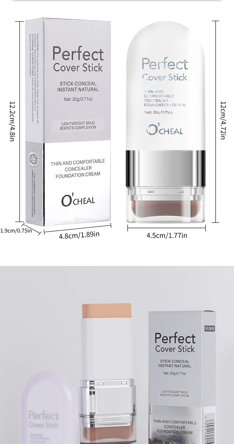 O'CHEAL Perfect Cover Stick Thin And Comfortable Concealer Foundation Cream Stick Instant Natural Waterproof Long-lasting Makeup Beauty World Shop