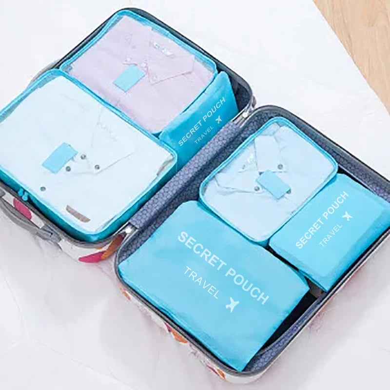 6 Pcs/Set Pink/Blue/Grey Travel Storage Bag Large Capacity Waterproof Luggage Clothing Underwear Storage Bag Bag With Zipper Beauty World Shop