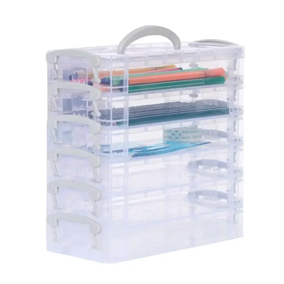 3/6-layer Paintbrush Box Watercolor Detachable Pen Storage Box Color Multi-function Stationery Organizer School Supplies Beauty World Shop