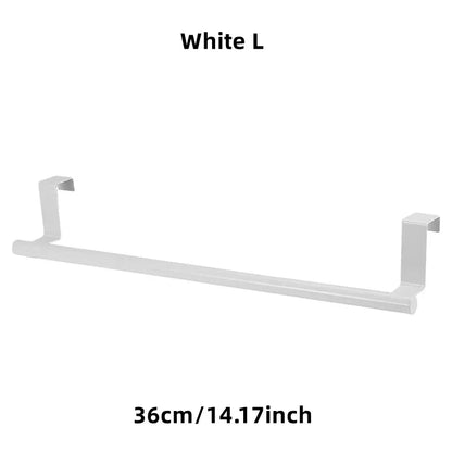 1Pcs Towel Rack Over Door Towel Bar Hanging Holder Stainless Steel Bathroom Kitchen Cabinet White Black Towel Rag Shelf Hanger Beauty World Shop