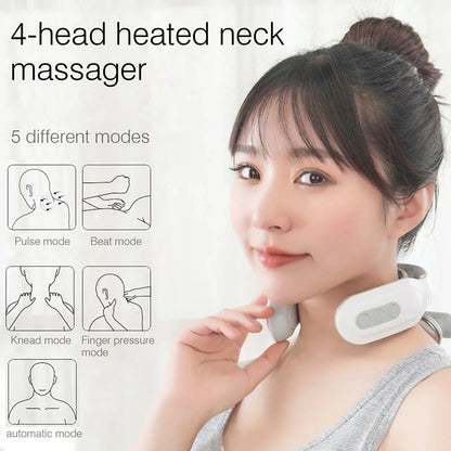 4-head Neck Massager USB Rechargeable Cervical Massager Relaxation Gifts for Women Men Dad Mom Beauty World Shop