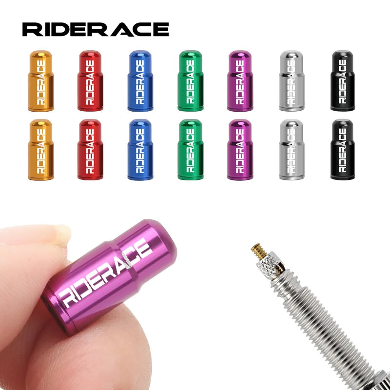 RIDERACE Bicycle Tire Valve Cap Aluminum Alloy CNC MTB Road Bike Tube Tyre Gas Nozzle Cover for FV Presta Valve Dustproof Beauty World Shop