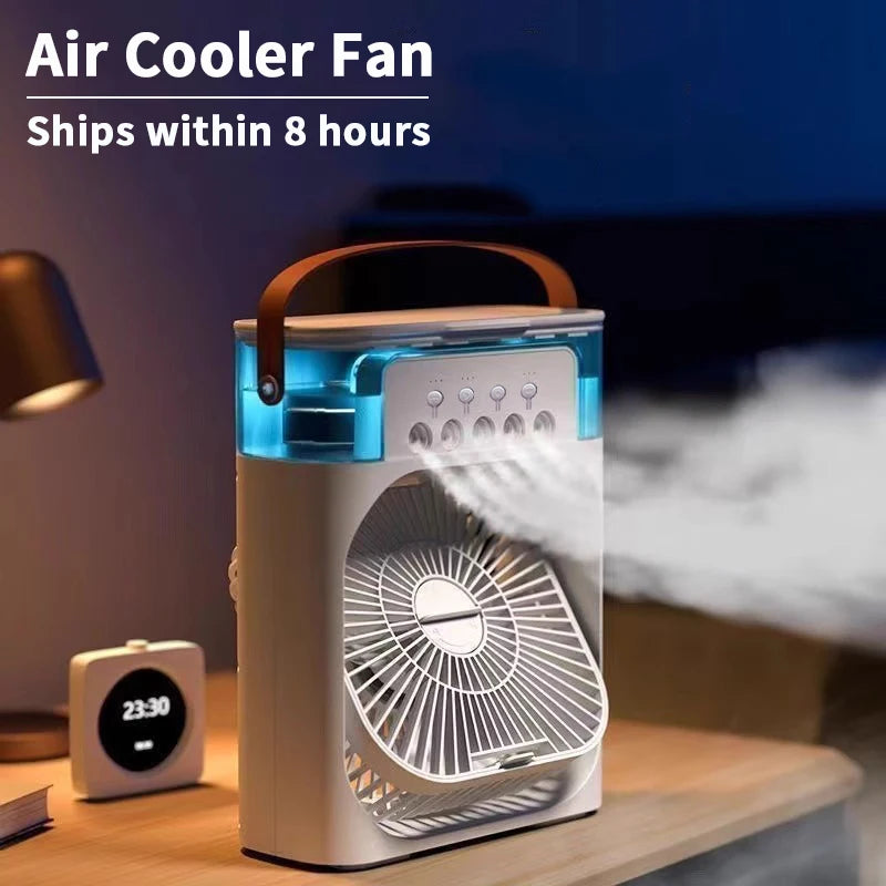 New 3 In 1 Fan AIr Conditioner Household Mini Air Cooler LED Night Light Portable Humidifier Air Adjustment Fan Office Home Fan Beauty World Shop