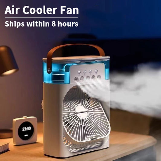 New 3 In 1 Fan AIr Conditioner Household Mini Air Cooler LED Night Light Portable Humidifier Air Adjustment Fan Office Home Fan Beauty World Shop