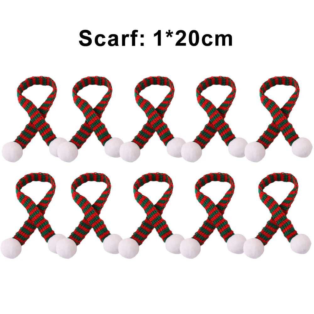 Mini Santa Knitted Hat & Scarf Small Christmas Costume for Cat Rabbit Doll Lollipop Bottle Cap DIY Xmas Party Dinner Decoration Beauty World Shop
