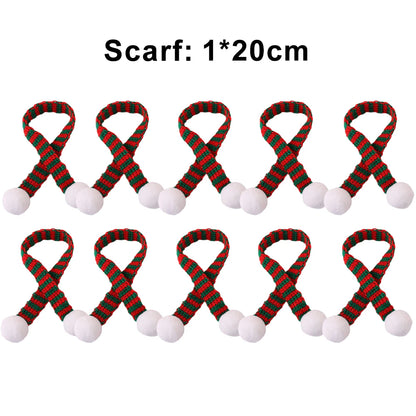 Mini Santa Knitted Hat & Scarf Small Christmas Costume for Cat Rabbit Doll Lollipop Bottle Cap DIY Xmas Party Dinner Decoration Beauty World Shop
