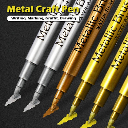 2/1Pc Brush Metallic Marker Pens Gold Silver Color Permanent Art Marker For Manga Crafts Scrapbooking School Stationery Supplies Beauty World Shop
