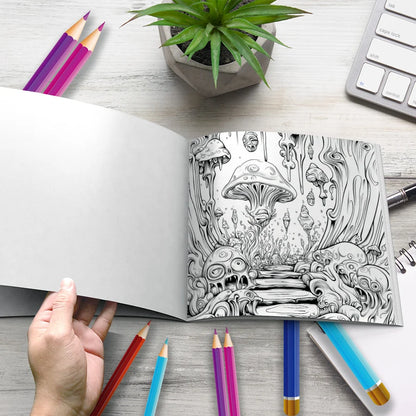 Mushroom World Colouring Book Adult Picture Book Original Design Beauty World Shop