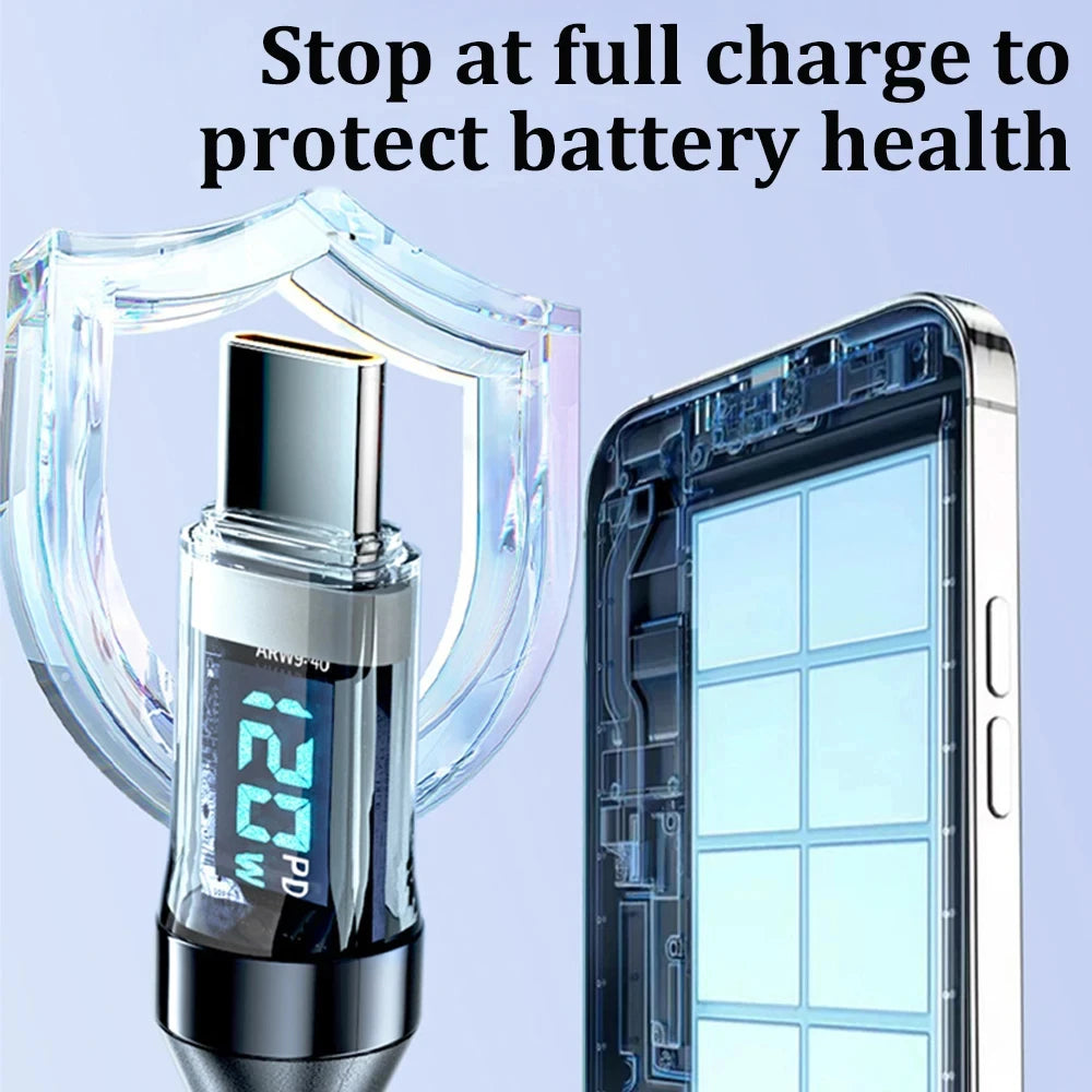 NNBILI 120W A-C and C-C Phone Super Fast Charging Cable with LED display screen, not compatible Xiaomi iPhone、 Samsung Beauty World Shop
