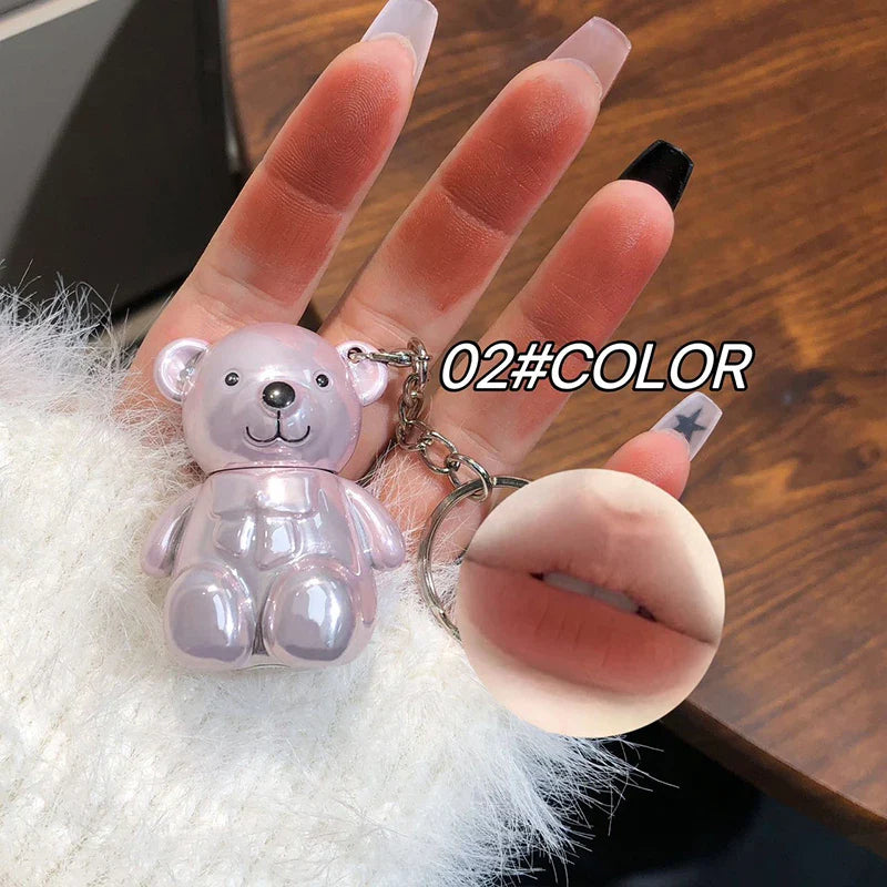 ART VALUE Bear Doudoun Velour Lip Clay matte Mist Face with White grey pink keychain lip glaze Beauty Trend Shop