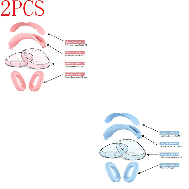 Headphones Ear Pads Scratch Resistant Hearing Aid Case Transparent TPU Three Piece Set for Airpods Max Case Accessories EJBHT07