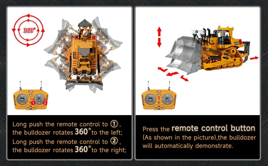 4WD Remote Control Excavator 4x4 Alloy Dump Truck Bulldozer Radio Model RC Car Construction Vehicle Toy Children Kids Gifts Beauty World Shop