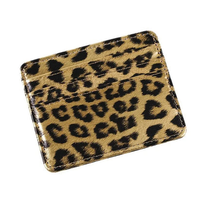 Classics Leopard Print PU Leather Card Wallet Fashoin Bus Id Business Coin Money Thin Card Holder for Men & Women Beauty World Shop