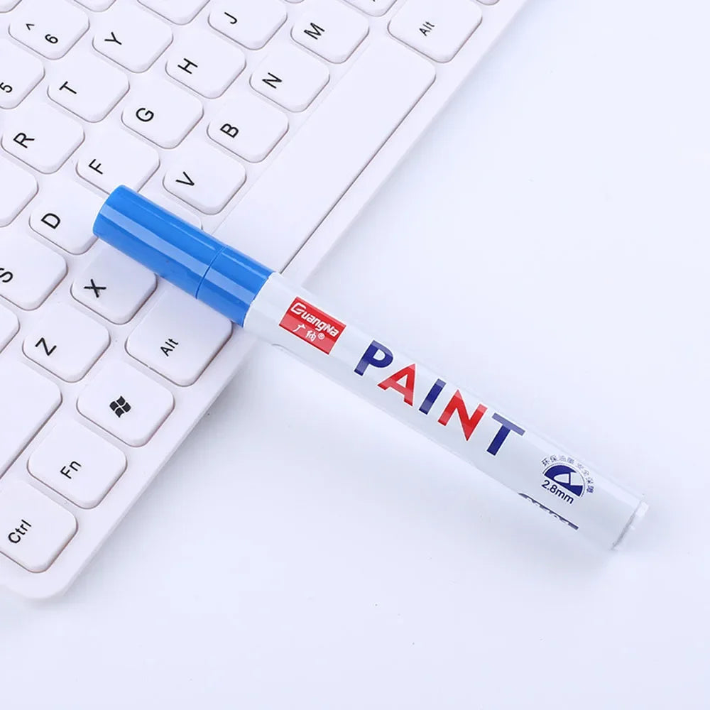 Car Paint Pen Waterproof Car Wheel Tire Oily Painting Mark Pen Auto Rubber Tyre Tread CD Metal Permanent Paint Marker Beauty World Shop
