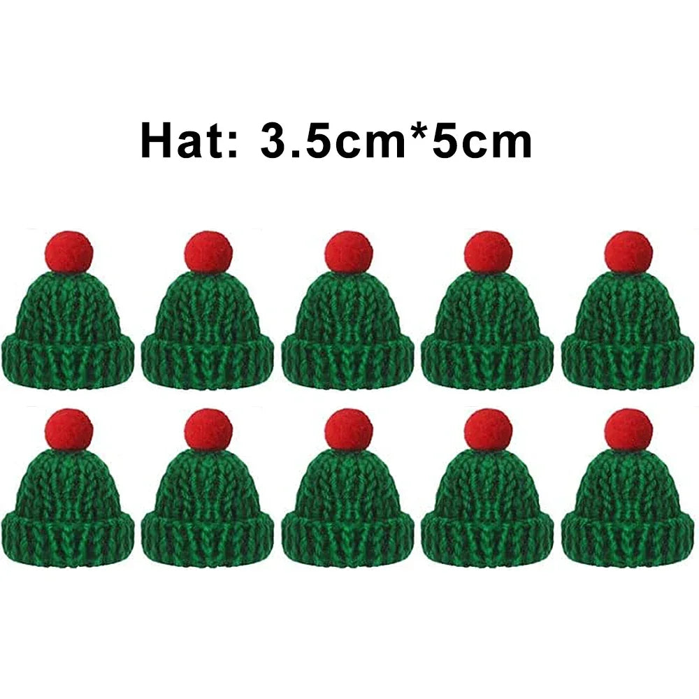 Mini Santa Knitted Hat & Scarf Small Christmas Costume for Cat Rabbit Doll Lollipop Bottle Cap DIY Xmas Party Dinner Decoration Beauty World Shop