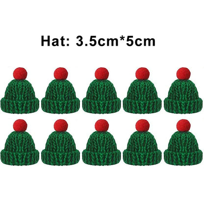 Mini Santa Knitted Hat & Scarf Small Christmas Costume for Cat Rabbit Doll Lollipop Bottle Cap DIY Xmas Party Dinner Decoration Beauty World Shop