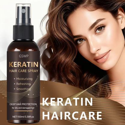 GSWP Keratin Hair Spray Contains Castor Oil and Argan Oil, Quickly Absorbed, Moisturize Hair, Leave It Non-Greasy. 100ml Beauty World Shop