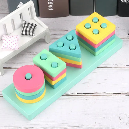 Baby Educational Toy Montessori Wooden 3D Toys Childhood Learning  Kids Baby Colorful Wooden Blocks For Children Christmas Gift Beauty Fashion
