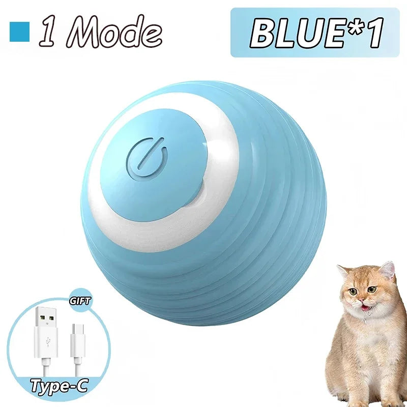 1~2Pcs Cat Interactive Ball Toys Automatic Rolling Ball Faux Tail Rechargeable Smart Pet Electric Toy Cat Training Imitate Mouse