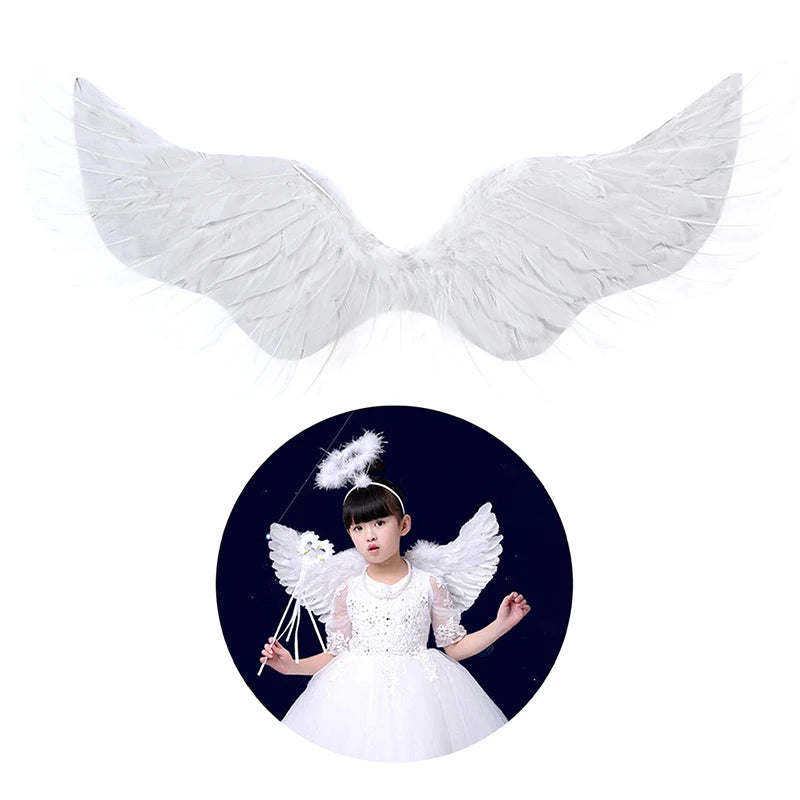 Kids Adult Party Swallow White Angel Feather Wings Halo Magic Wands Cosplay Elastic Straps Wedding Halloween Christmas Birthday Beauty World Shop
