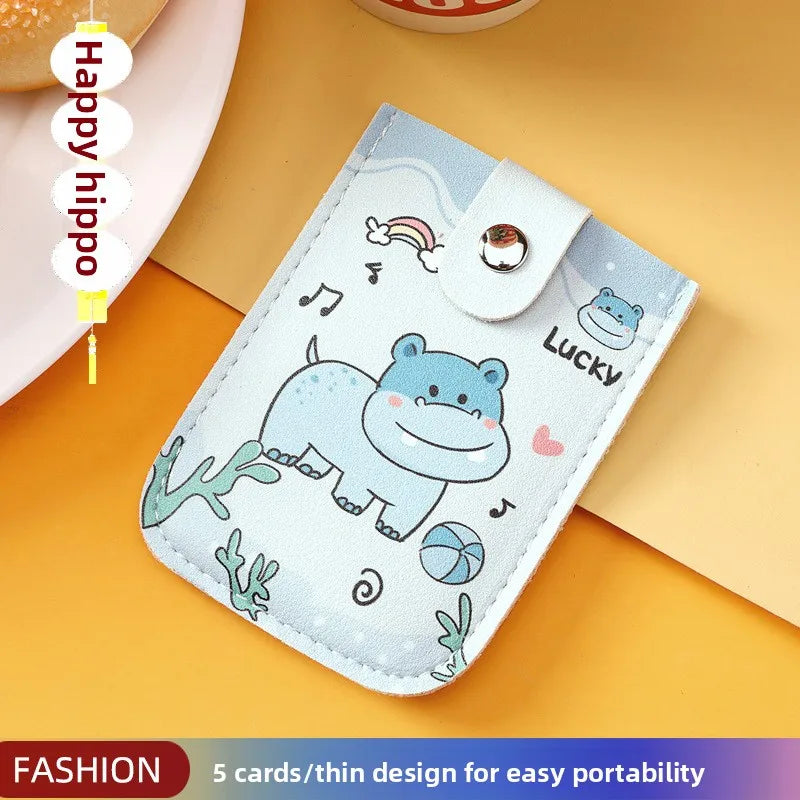 Vintage Oil Painting Pull Out Card Holder One Piece Women's Compact Ultra Thin Mini Cartoon New Style Niche Design Card Case Bag Beauty World Shop