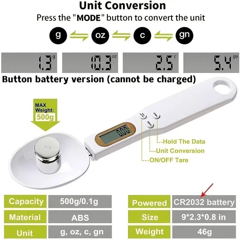 Mini Spoon Scale Digital Kitchen Scale Electronic LCD Food Scale 0.1-500g Cooking Flour Milk Coffee Powder Weight Measure Spoon Beauty World Shop
