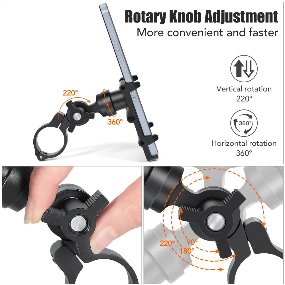 NEWBOLER MTB Phone Mount Stand Bicycle Holder 360° Rotatable Aluminum Adjustable Bike Phone Holder Non-slip Cycling Bracke Beauty World Shop