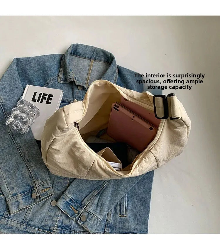 Trendy Women's Soft Cloth Shoulder Bag Solid Color Student 2026 Spring Y2k Casual Style Big Handbags Crossbody Bags for Women Beauty World Shop