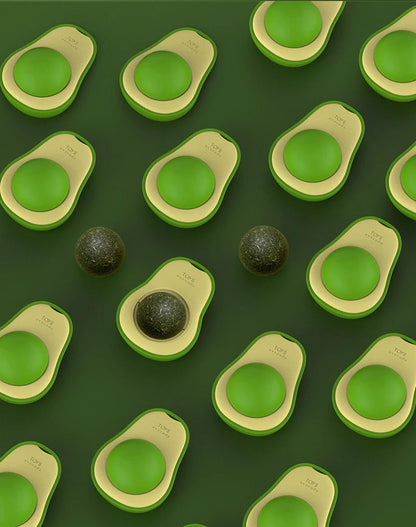 Avocado Catnip Ball Rotatable Pet Toy Mint Ball Wall Stickup Cat Snacks For Kitten Cat Cartoon Pet Teeth Cleaning Supplies