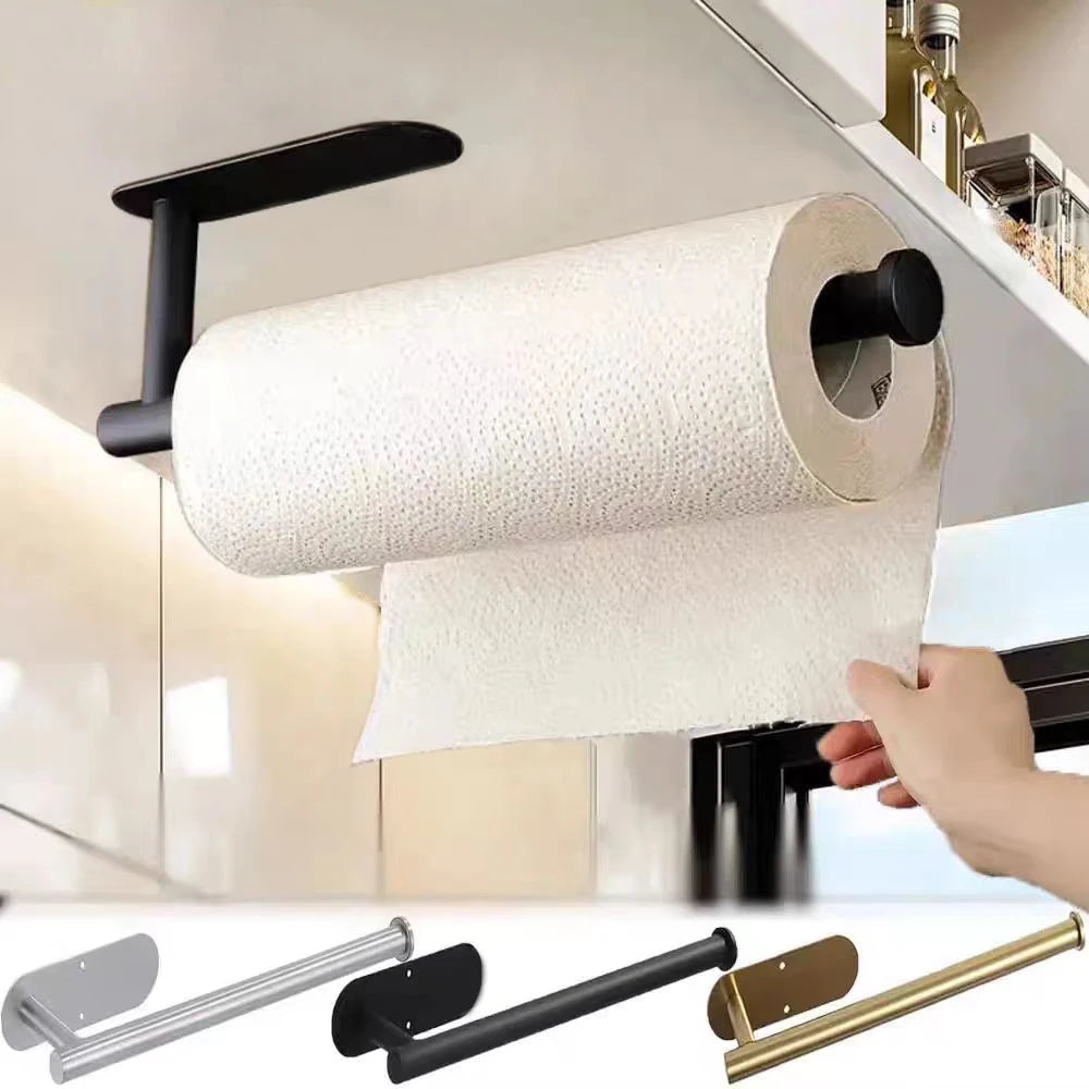 Kitchen Paper Towel Holder Adhesive Tissue Hanger Toilet Roll Paper Dispenser Cabinet Storage Napkin Rack Bathroom Accessories Beauty World Shop