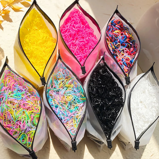 500/1000/2000pcs Girls Colourful Disposable Rubber Band Hair Ties Headband Children Ponytail Holder Bands Kids Hair Accessories Beauty World Shop