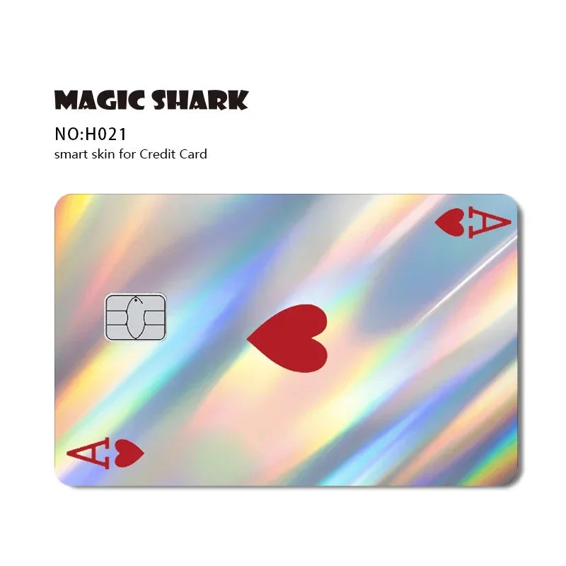 Magic Shark Skull Panda Hunter Broke Blue Eyes Dragon Laser Holographic Sticker Cover Film Skin for Credit Bank Debit Card Beauty World Shop