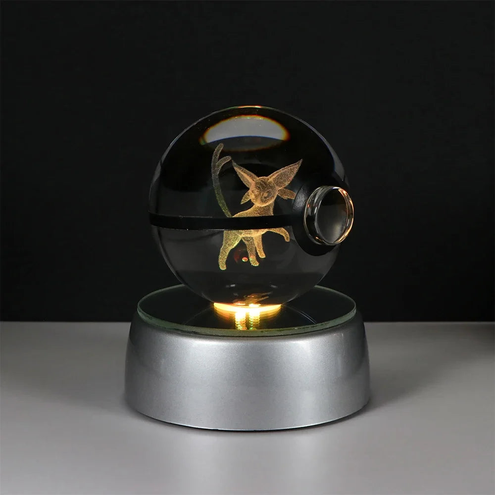 Pokemon Crystal Ball Pikachu Gengar Eevee Mewtwo Lacario Anime Game Pokeball Led Night Light Base Kids Birthday Gift Home Decor Beauty World Shop