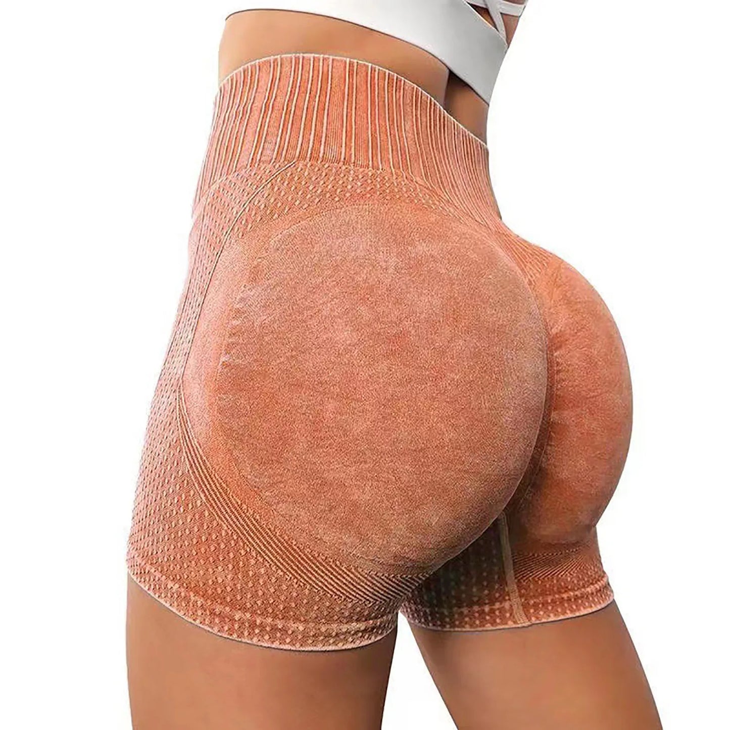 Women's Peach Booty Lifting Yoga Shorts - High-Waisted Slim-Fit Washed Workout Shorts Quick-Dry Breathable fitness apparel Beauty World Shop