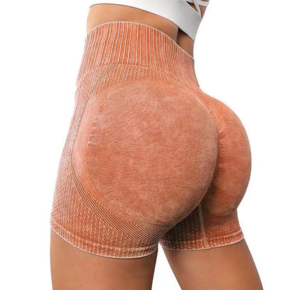 Women's Peach Booty Lifting Yoga Shorts - High-Waisted Slim-Fit Washed Workout Shorts Quick-Dry Breathable fitness apparel Beauty World Shop
