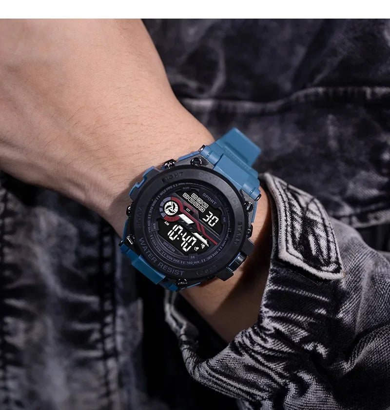 YIKAZE Men's Sports Watch Waterproof Man Sport Watches Multifuction LED Digital Military Watch Alarm Clock Electronic Wristwatch Beauty World Shop