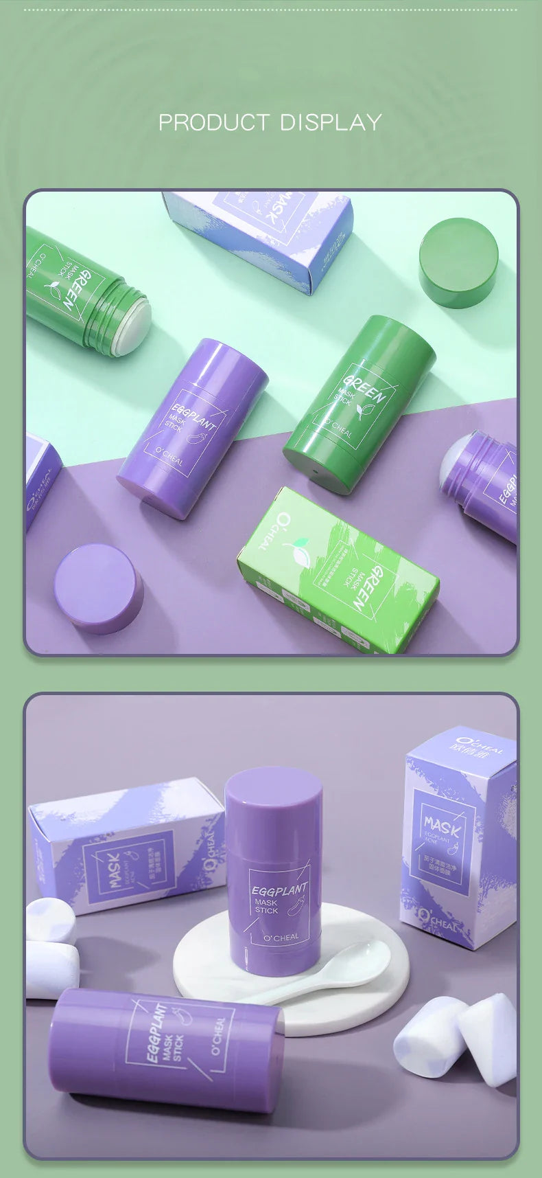 Solid facial mask Stick Green Tea Honey Peach Cleaning Pore Moisturizing Long Charcoal Eggplant Mud Film Beauty Trend Shop