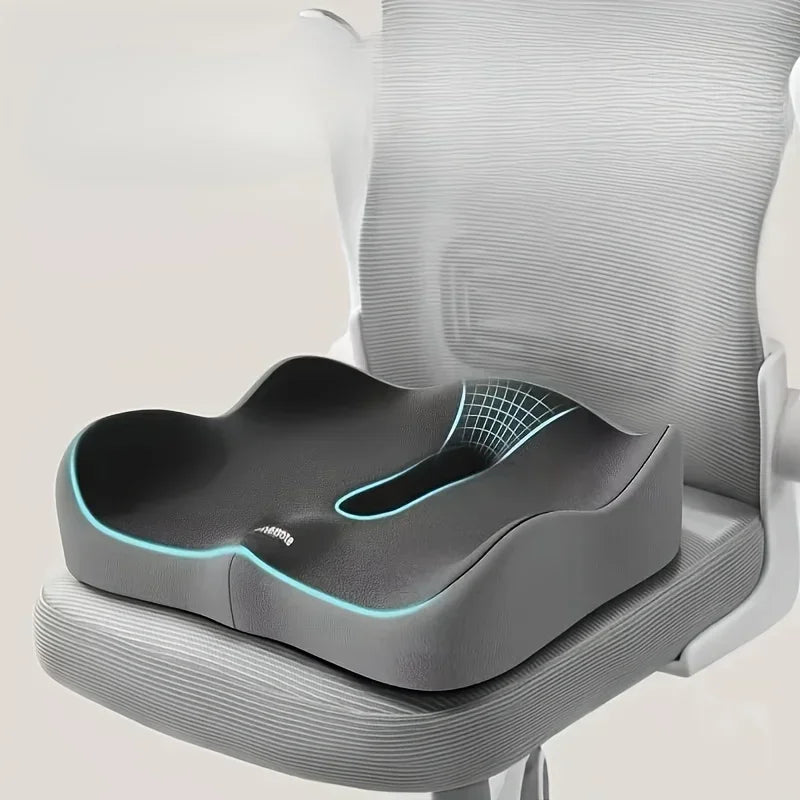 1pc Memory Foam Seat Cushion - 3D Ergonomic Support| Light Green & Grey, Washable Polyester, Car/Office Essentials Beauty World Shop
