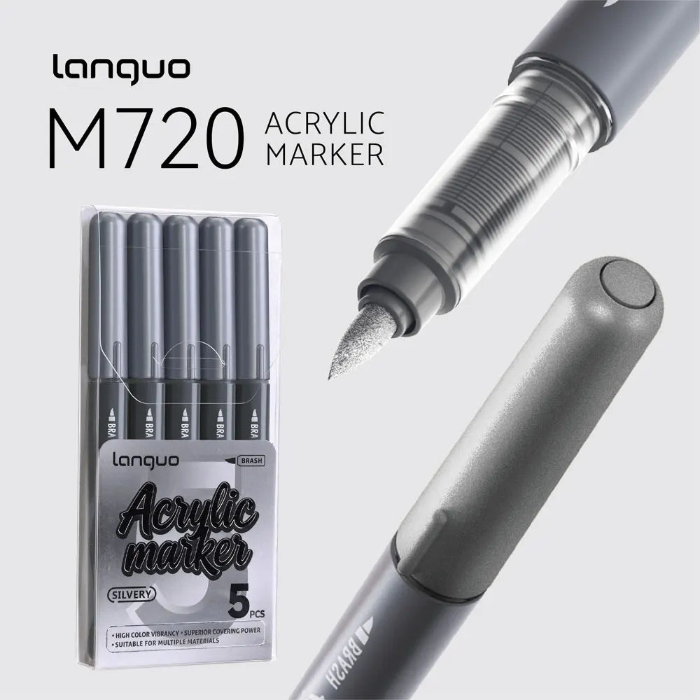 Languo 9pcs/box Soft Brush Acrylic Marker Pen Set，DIY Hand Drawn,Paint Art Markers pens,Student Graffiti Acrylic Paint Pens,M720 Beauty World Shop