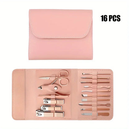 16pcs Professional Nail Clippers and Cuticle Nippers Set with Travel Case Manicure Set Pedicure Sets Nail Clippers Beauty World Shop